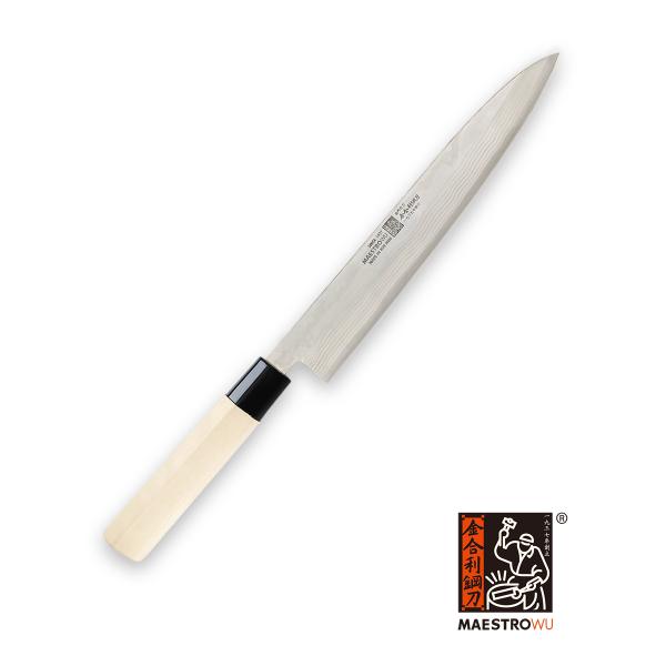 龍紋木柄專業用沙西米刀-8吋